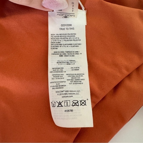 Volcom Rust Orange String Bikini Bottoms | Size Small | Sustainable Swimwear - Picture 4 of 6